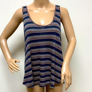We The Free Best Night Twist Racerback Navy Striped Tank Top Size S